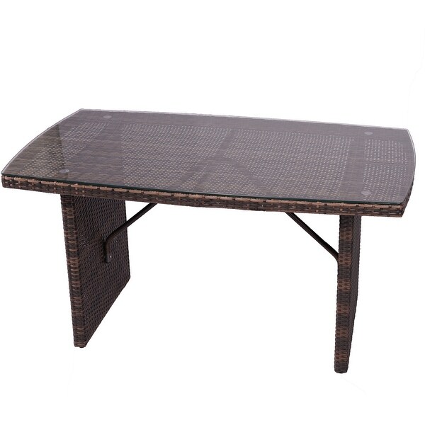 Modern rattan wicker table with tempered glass for living room，patioNot in use