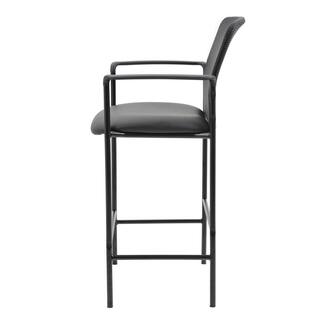 BOSS Office Products BOSS Black Office Back Mesh Vinyl Seat Bar Height Chair Fixed Arm Rests B16909-CS