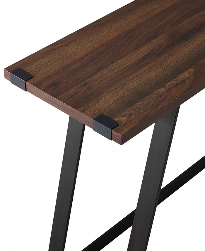 Walker Edison 46 inch Metal Wrap Entry Table in Dark Walnut