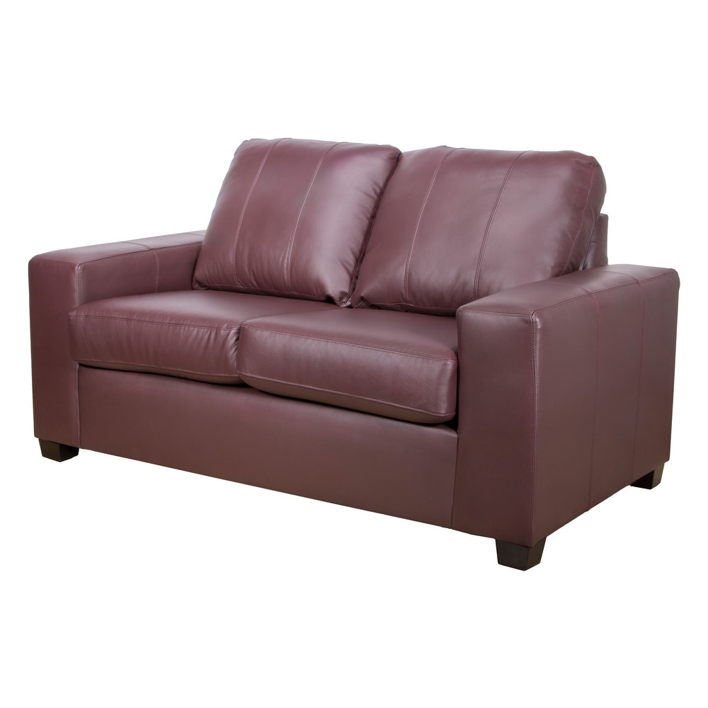 Eupora Genuine Leather Sofa  Loveseat and Chair Set   Burgundy