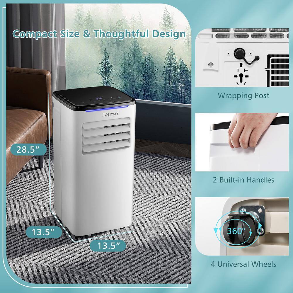 Costway 10000 BTU Portable Air Conditioner AC Unit 3-in-1 Cools 350 Sq. Ft. with Dehumidifier Remote in White FP10345US-WH