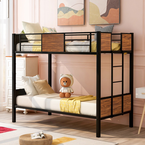 Twin Over Twin Bunk Bed Style Steel Frame Bunk Bed...