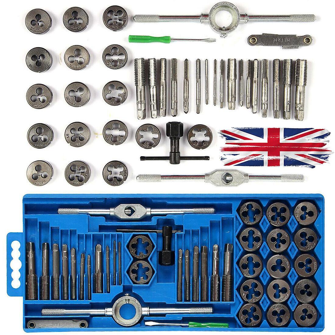 40pc Metric Wrench Tap And Die Set Cuts M3-m12 Bolts Engineers Kit With Hardbox W12607447