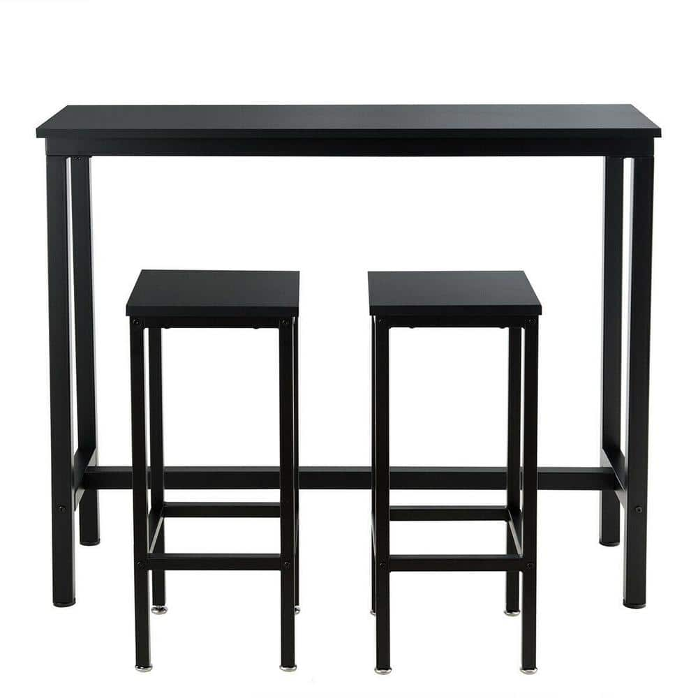 Boyel Living Black 3-Piece Bar Dining Table with Stools HYSN-65793BK