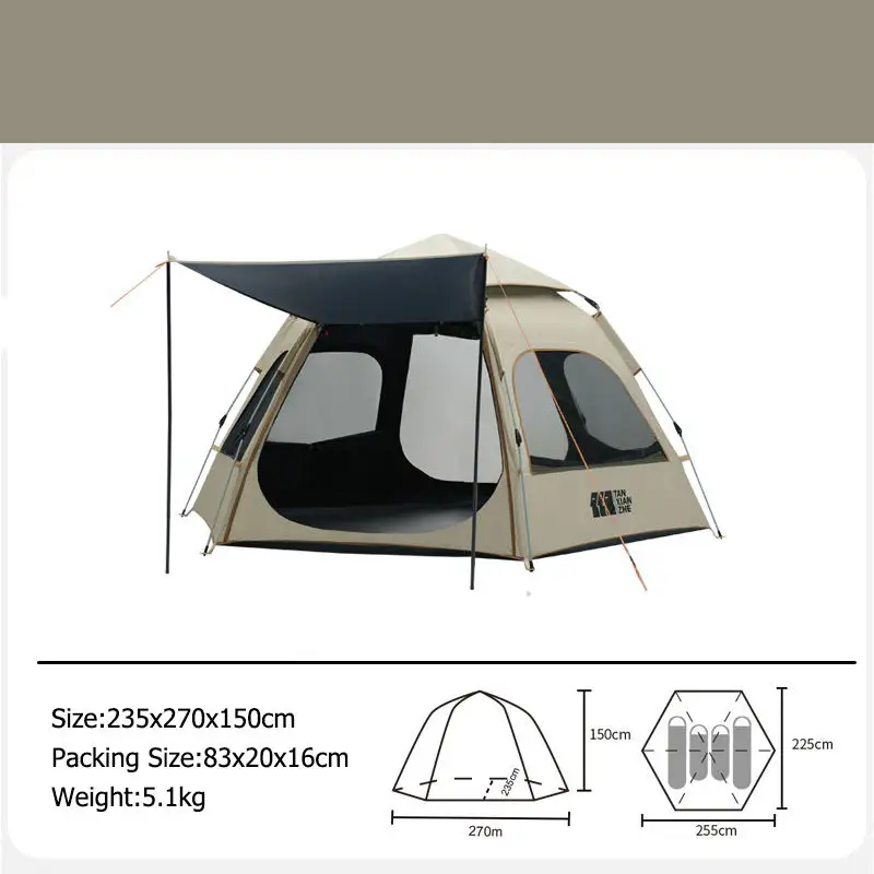 Outdoor pop up tent portable folding fully automatic picnic vinyl tent outdoor thickened hiking camping equipment waterproof