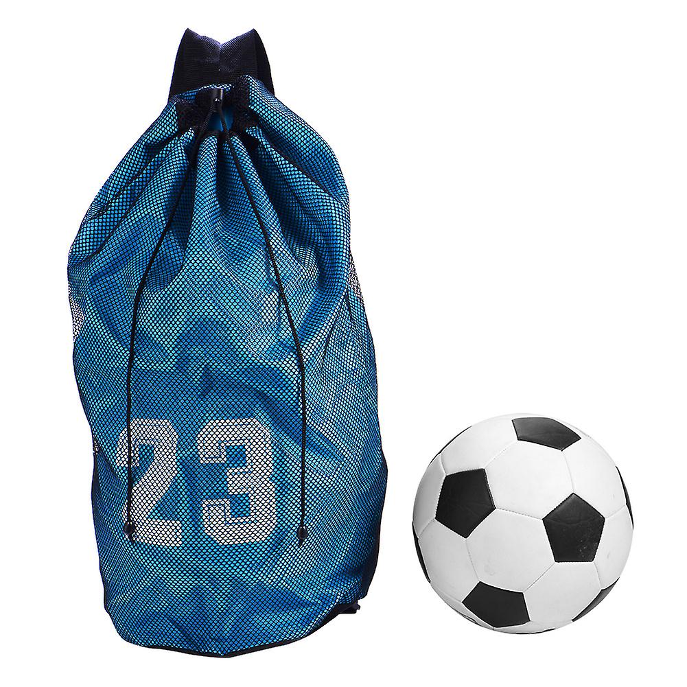 Basketball Football Soccer Training Exercising Mesh Backpack Shoulder Drawstring Bag (blue)