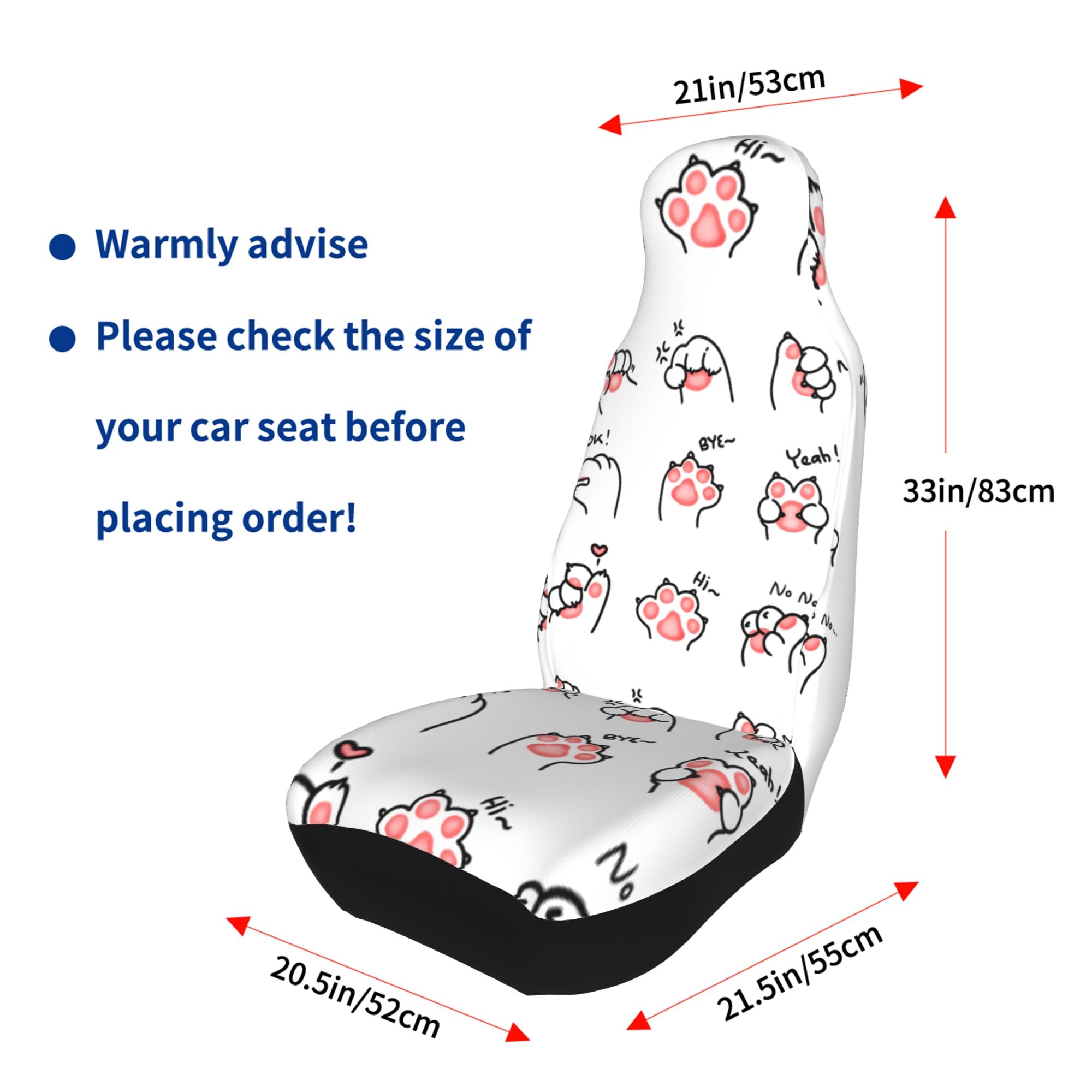 ZICANCN Car Seat Cover Cartoon Paw Graffiti Car Front Seat Covers Protectors ， Automotive Seat Covers for Cars Trucks Suv