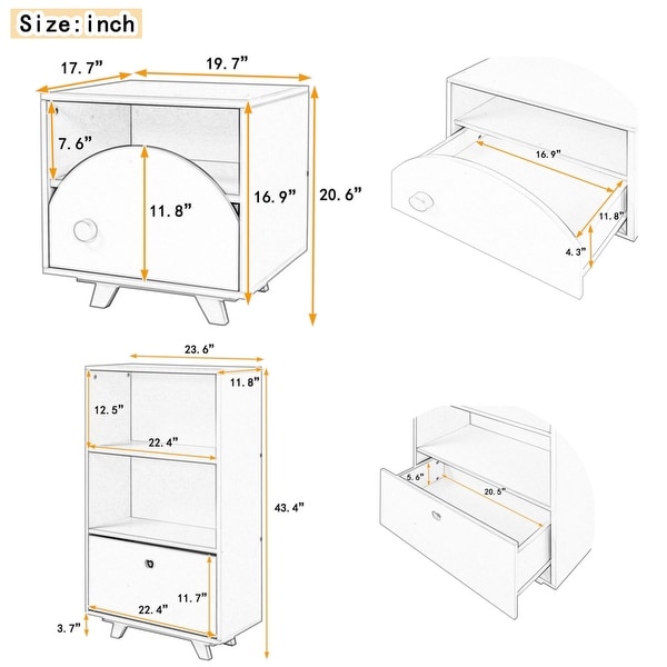 5pcs Bedroom Sets， Platform Bed， Nightstand， Chest， Wardrobe， Bookcase - - 36909954