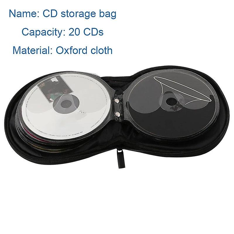 Portable CD DVD Case 20 Capacity Oxford Cloth Storage Bag Round Holder With Zipper