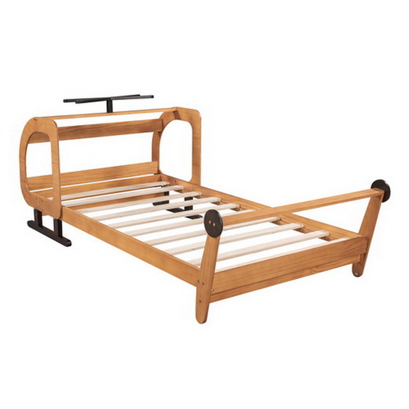 Twin Size Plane Shaped Platform Bed with Rotatable...