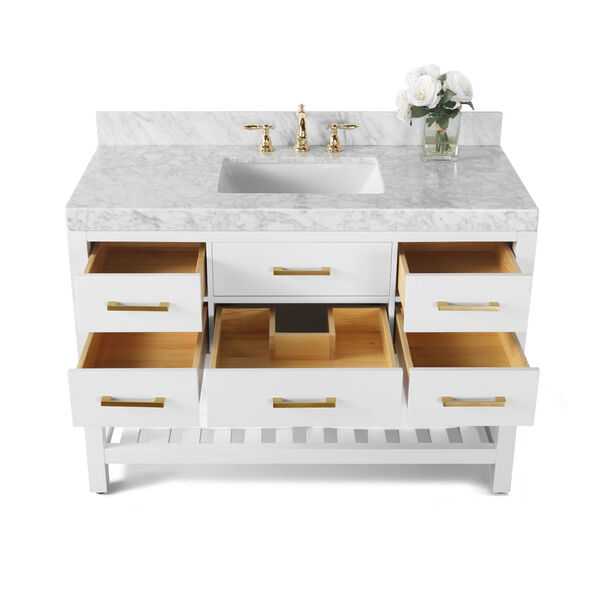 Elizabeth White 48-Inch Vanity Console with Gold Hardware