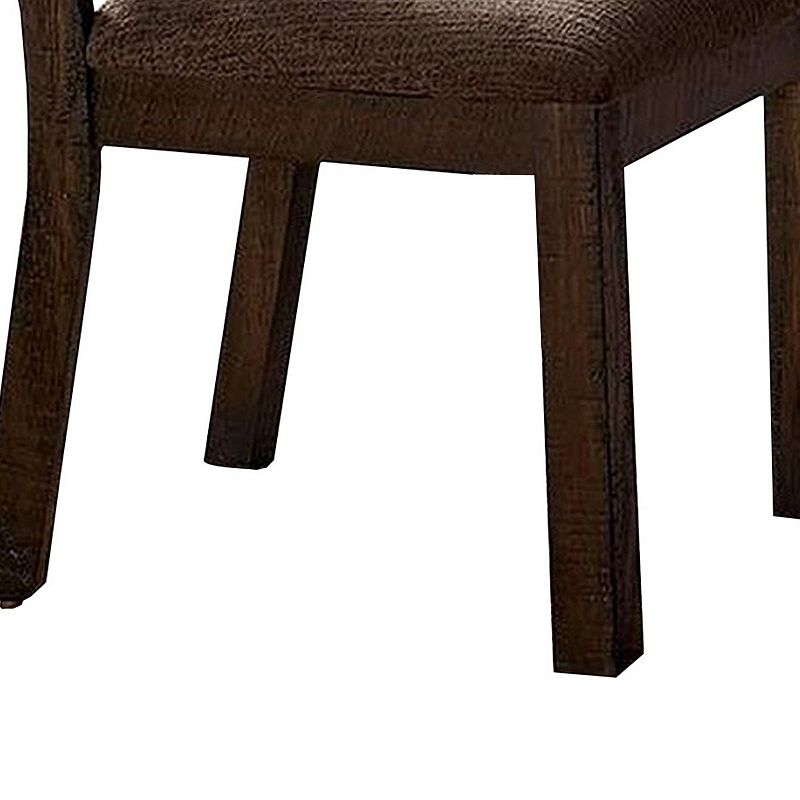 Wooden Side Chairs with Padded Seat， Set of 2， Brown