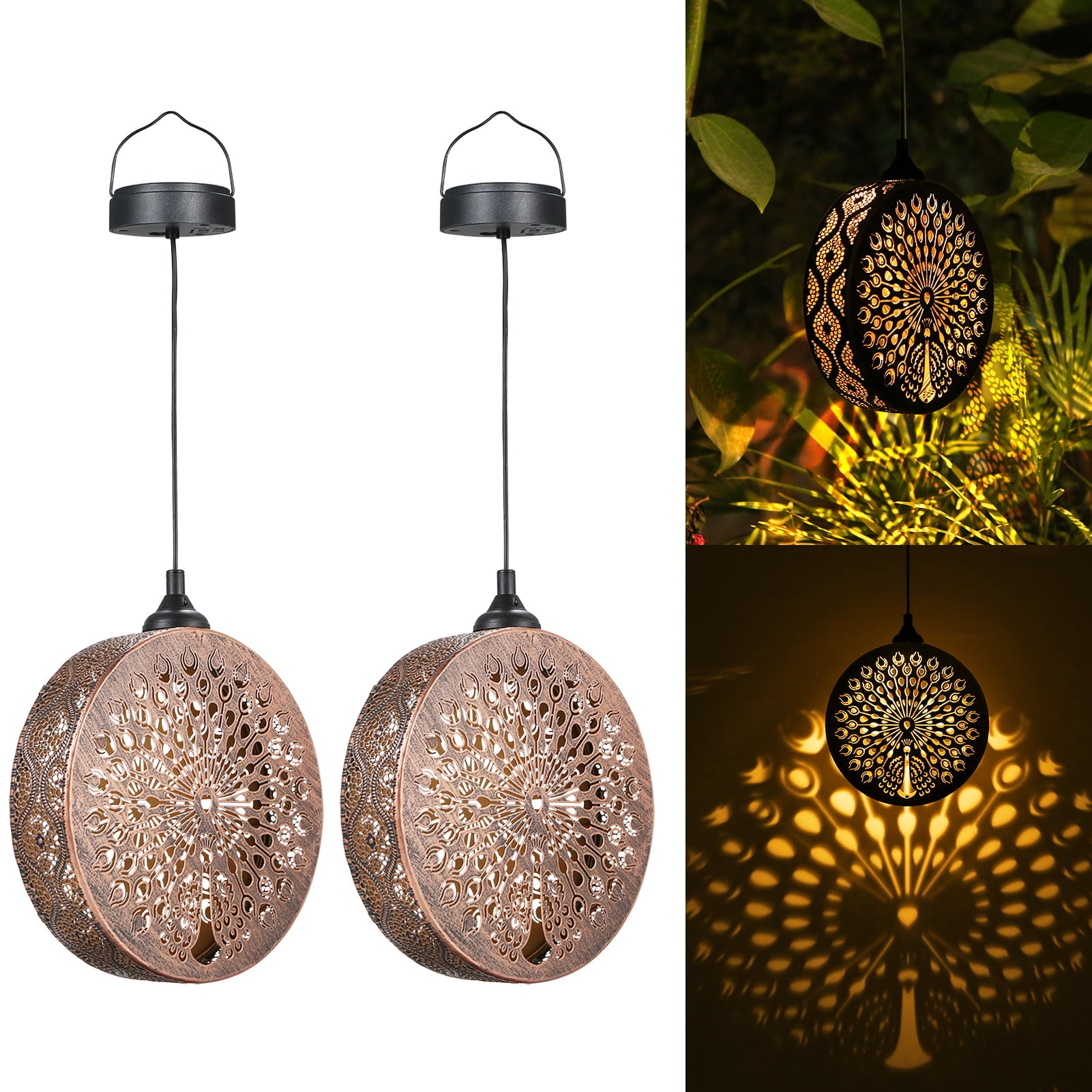 Neoglint Outdoor Solar Peacock Lights Peacock Decor Christmas Peacock Lights IPX4 Waterproof 2 Pack