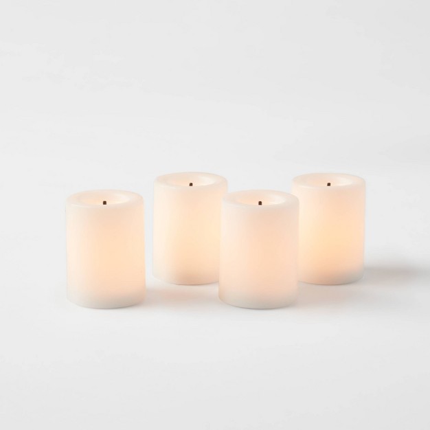 4pk Led Votive Flameless Black Wick Candle White