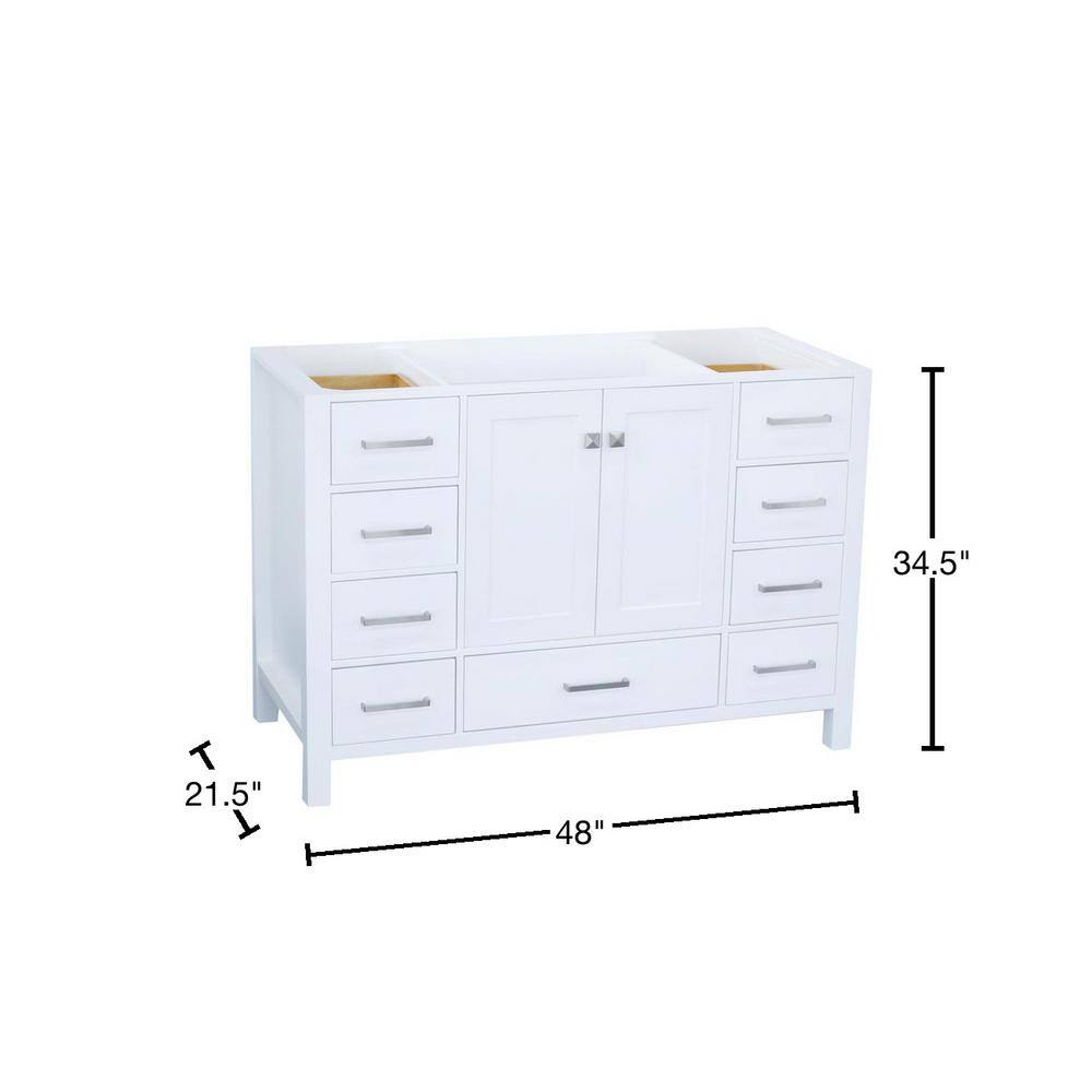 ARIEL Cambridge 48 in. W Vanity Cabinet Only in White A049S-BC-WHT