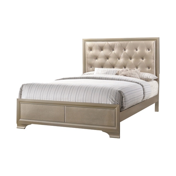 Ophelia Metallic Champagne 4-piece Bedroom Set with 2 Nightstands and Chest - - 35048091