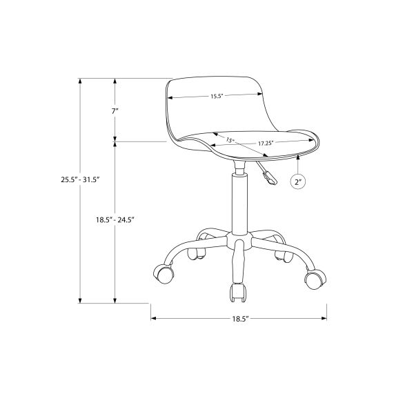 Office Chair， Adjustable Height， Swivel， Ergonomic， Computer Desk， Work， Juvenile， White Leather Look， White Metal， Contemporary， Modern