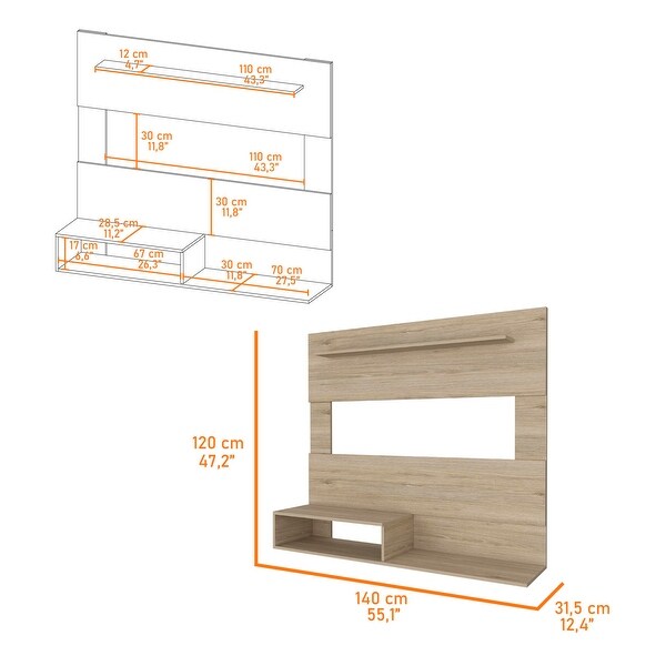 Floating Entertainment Center with 3 Shelves