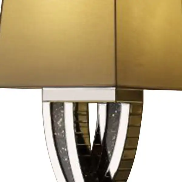 Table Lamp with Abstract Intersected Mirrored Base， Silver