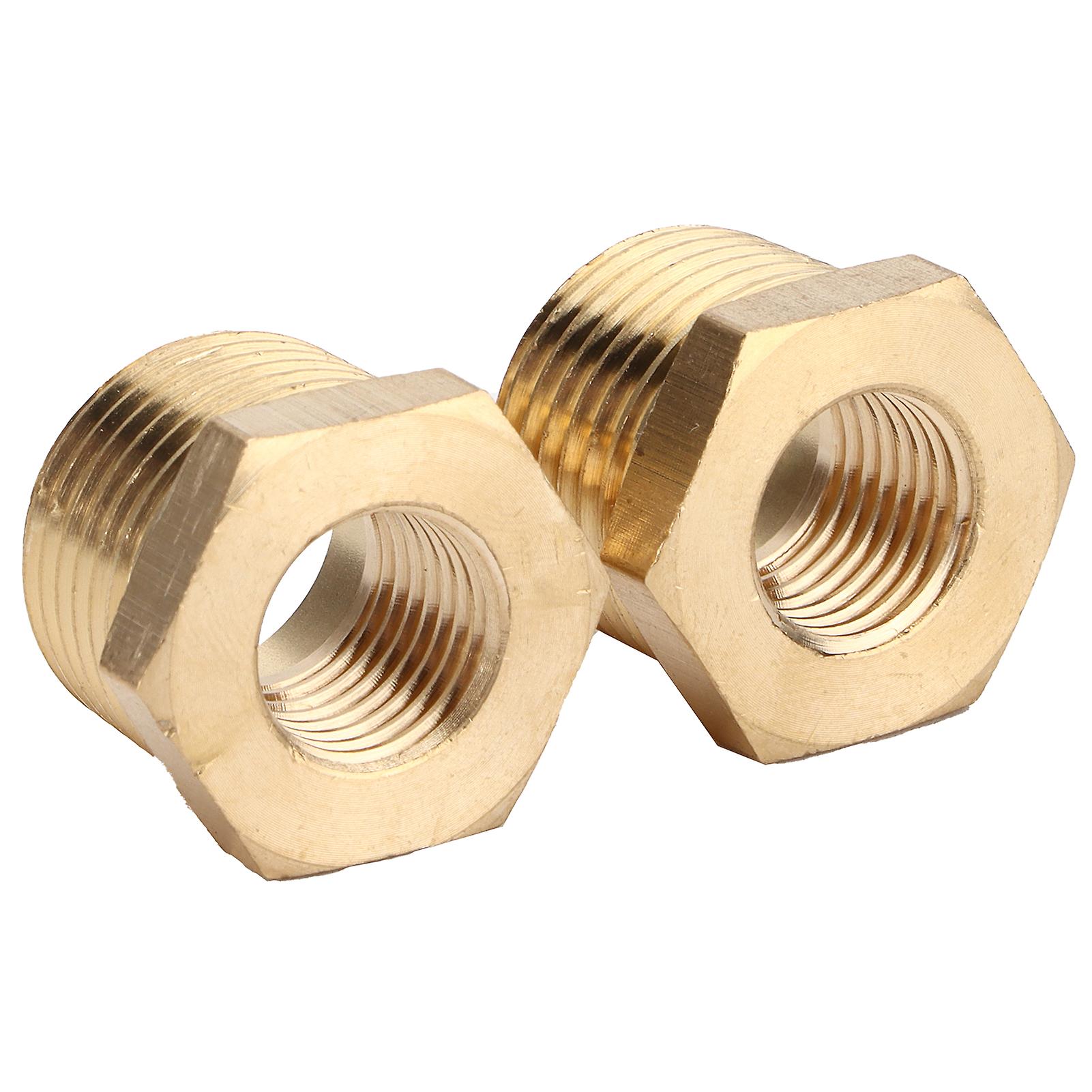 2pcs Brass Hex Reducer Bushing 1/2 Npt Male To 1/4 Npt Female Tube Hose Adapter Car Accessories