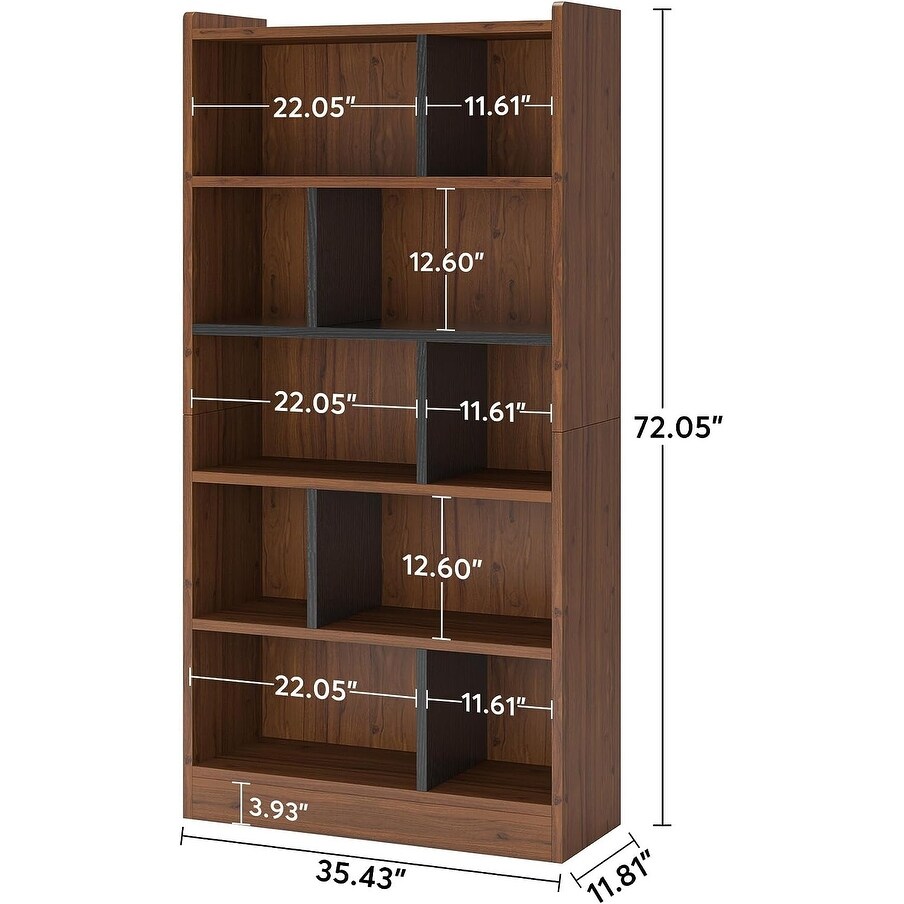 72 Inch Tall Bookcase  6 Tier Cube Bookshelf Storage Organizer for Home Office  Library