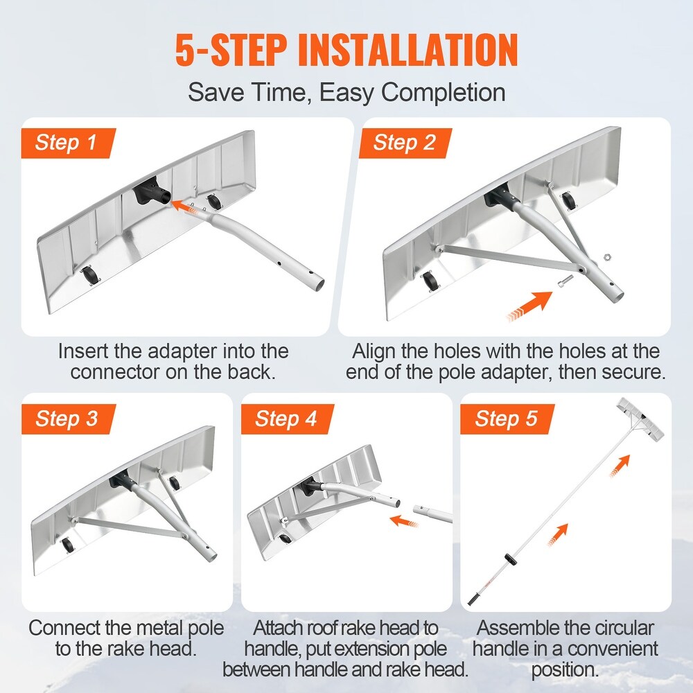 VEVOR Snow Roof Rake for House Roof  Car Snow  Wet Leaves