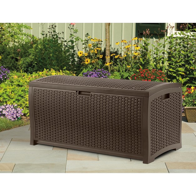 Resin Wicker Deck Box 73 Gallon Brown Suncast