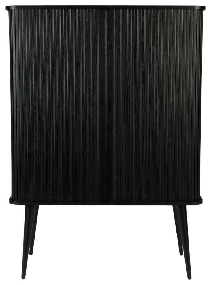 Black Tambour Door Cabinet  Zuiver Barbier   Midcentury   Accent Chests And Cabinets   by Oroa   Distinctive Furniture  Houzz