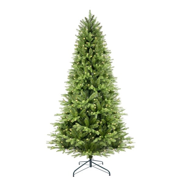 7.5ft Christmas Tree Prelit PEandPVC With Metal Stand，550 MultiColour LED Lights，2286 Branch Tips Balsam Tree Easy Assembly