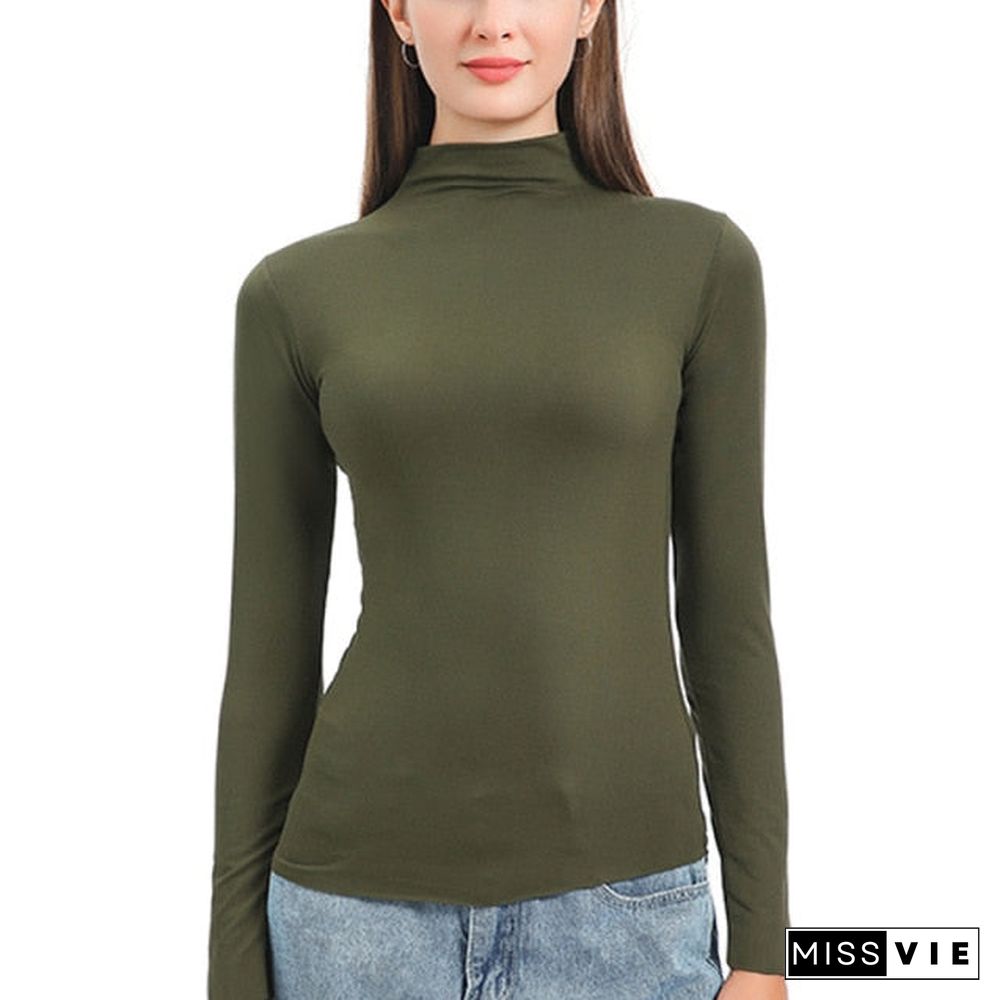 Plus Size Turtleneck Sweater Women Winter Autumn Long Sleeve Elasticity Bottoming Tops Solid Color Slim Fit Warm Knit Pullovers