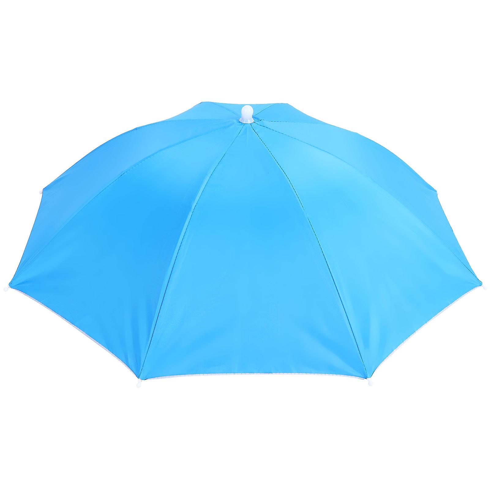 Adult Umbrella Hat Waterproof Foldable Sun Hat Headwear For Outdoor Fishing Hikinglight Blue