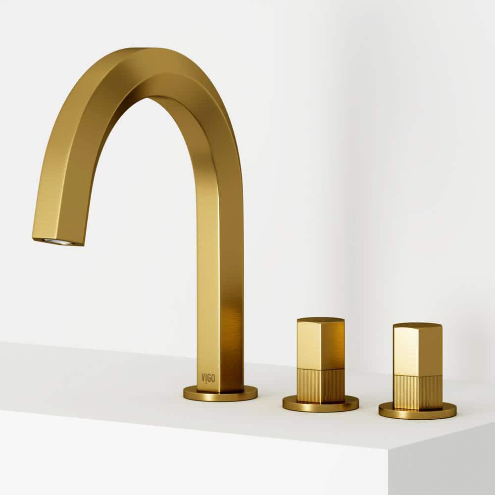 VIGO Hart Two Handle Bathroom Faucet in Matte Brushed Gold