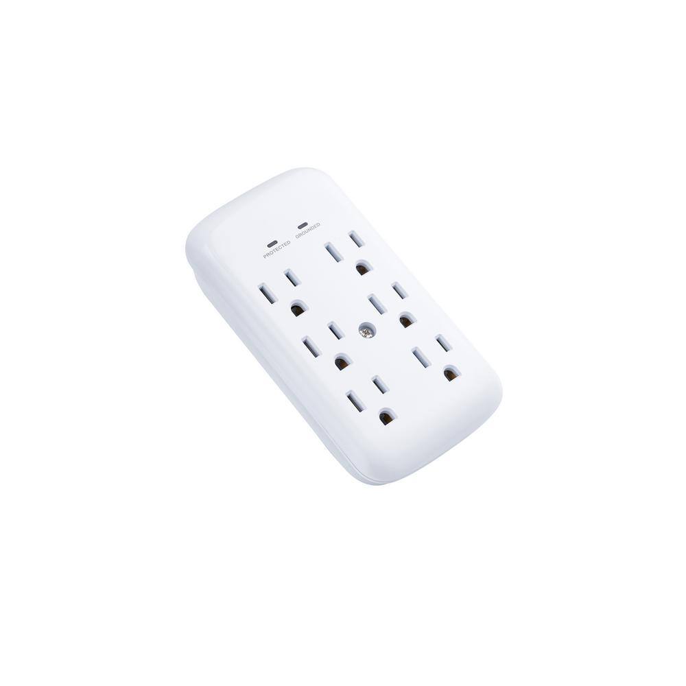 Commercial Electric 6-Outlet Wall Mounted Surge Protector White LA-9A-8