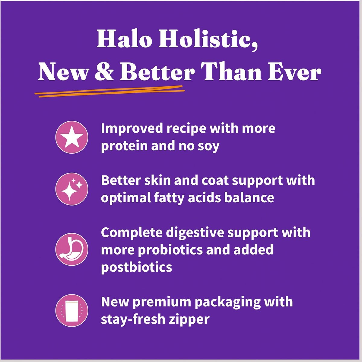 Halo Holistic Complete Digestive Health Grain Free Turkey and Sweet Potato Dog Food Recipe Adult Dry Dog Food