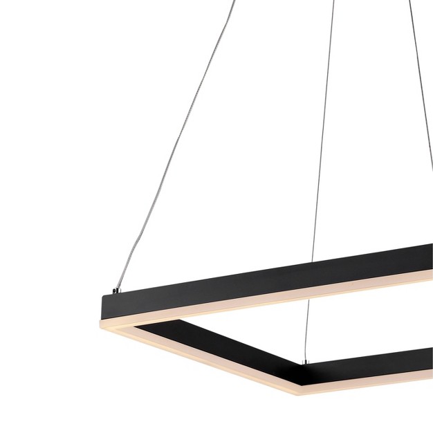 Led Nero Square Contemporary Metal Pendant Black Jonathan Y