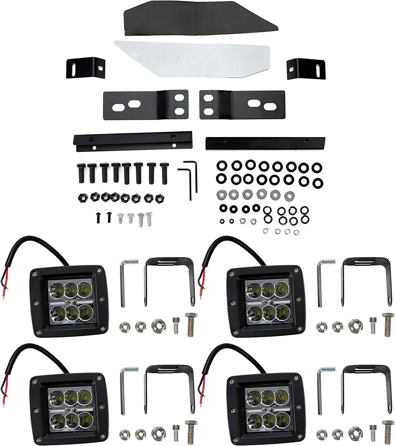 HECASA 3-Piece Modular Front Bumper for 2011-2016 Ford F250 F350 2/4WD Super Duty w/ LED Lights