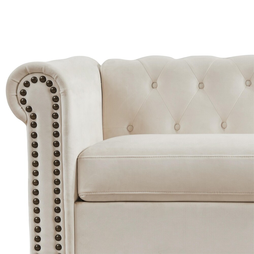 80 inch Tufted Fabric/Leather Chesterfield Sofa