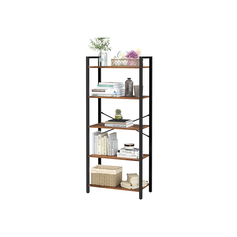 5-tier Bookshelf， Home Office Bookcase， Storage Rack With Steel Frame