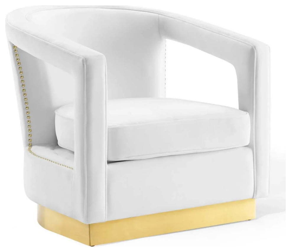 Atlas White Performance Velvet Armchair   Contemporary   Armchairs And Accent Chairs   by V.S.D Furniture  Houzz