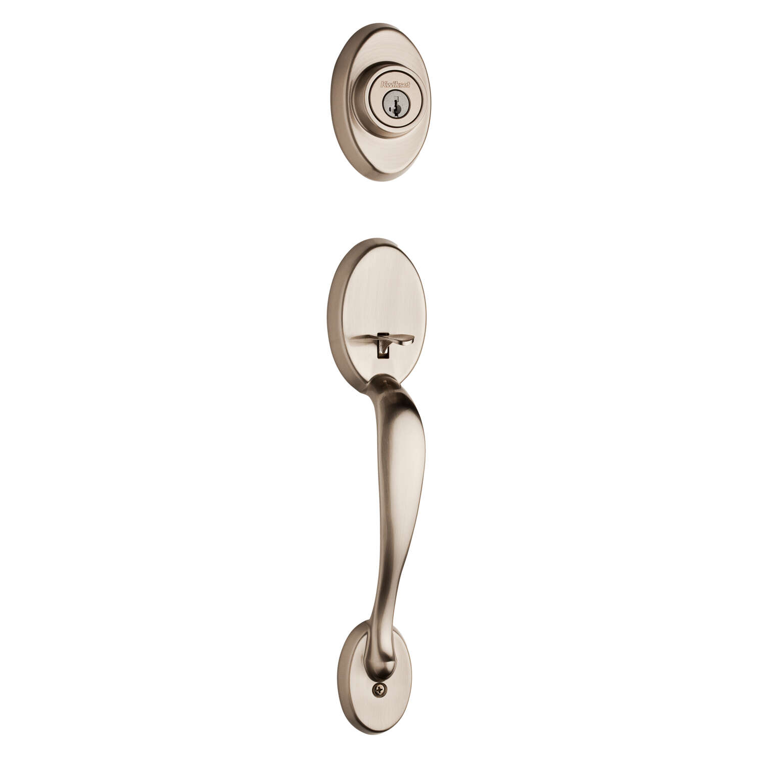 Kwikset SmartKey Chelsea/Cameron Satin Nickel Entry Handleset KW1 1-3/4 in.