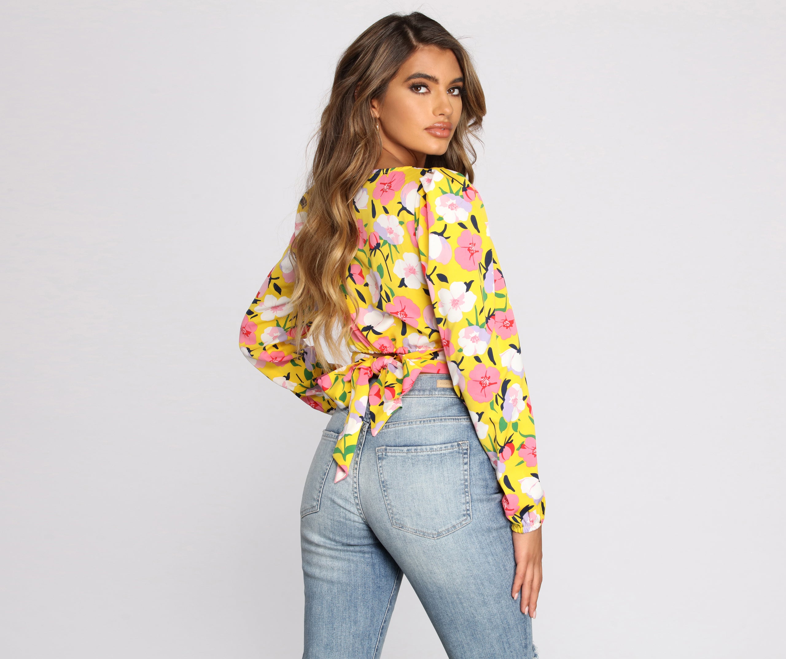 Flashy Florals Cut Out Crop Top