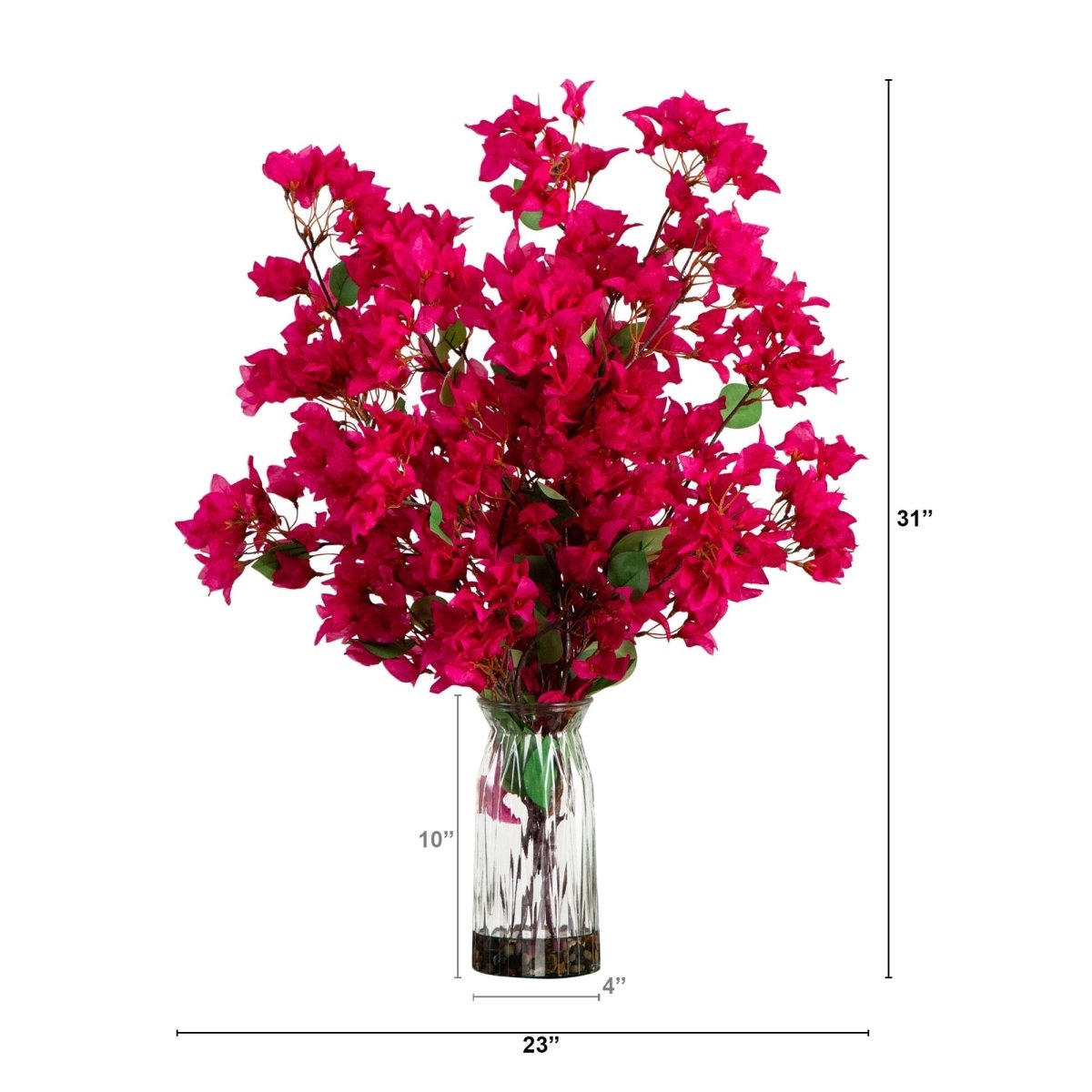 31” Artificial Pink Bougainvillea Arrangement in Vase | Elegant Floral Décor