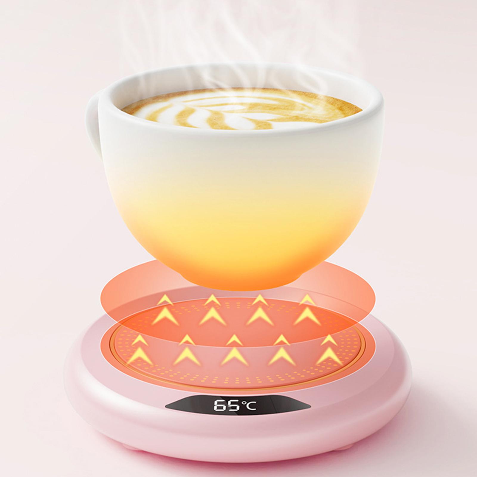 Portable Cup Warmer Mat with Three Temperature Setting，Milk Tea Water Heating Pad Cup Heater for Home Milk Tea Water Office Travel ， Pink