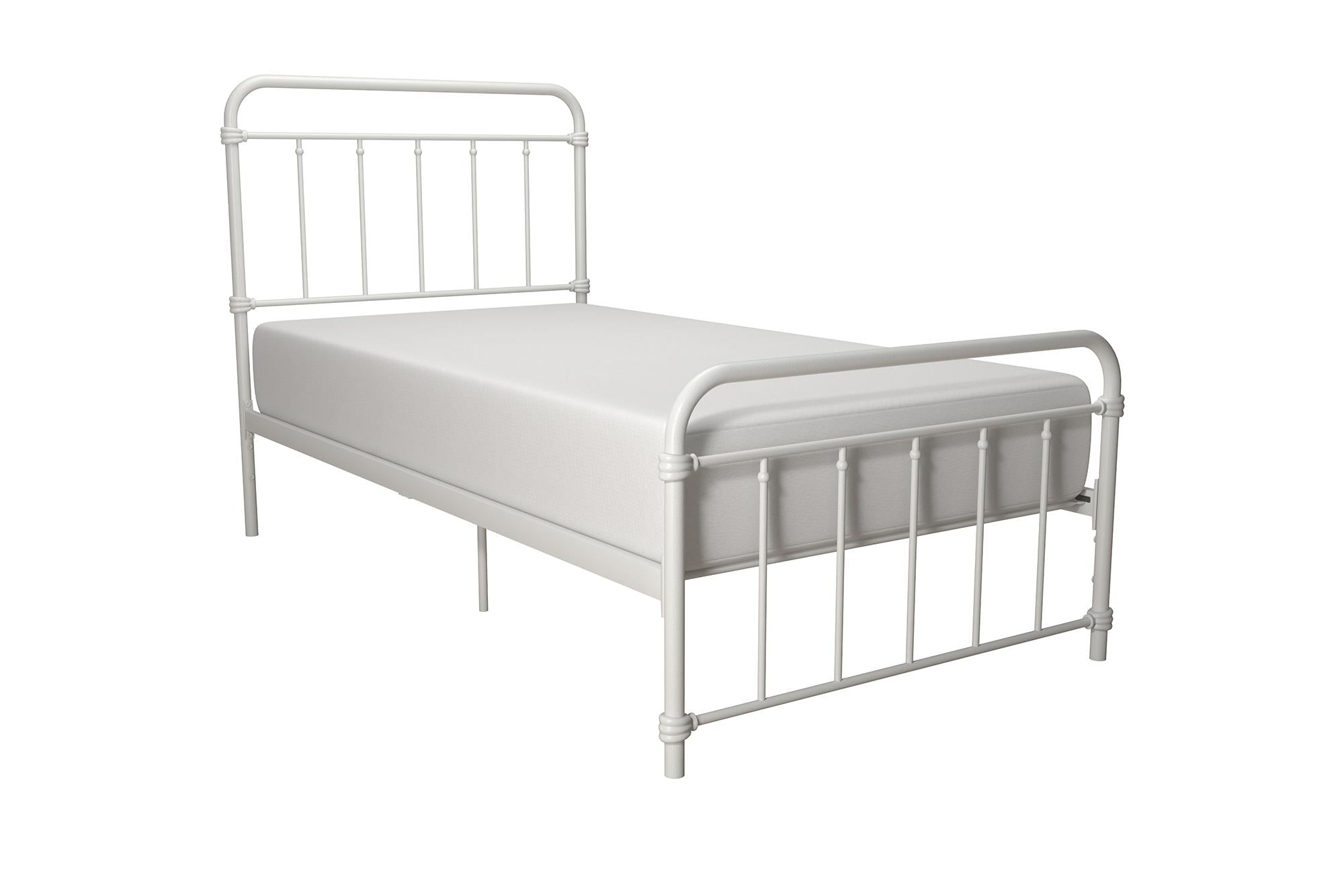 Desert Fields Wallace Metal Platform Bed, Twin, White