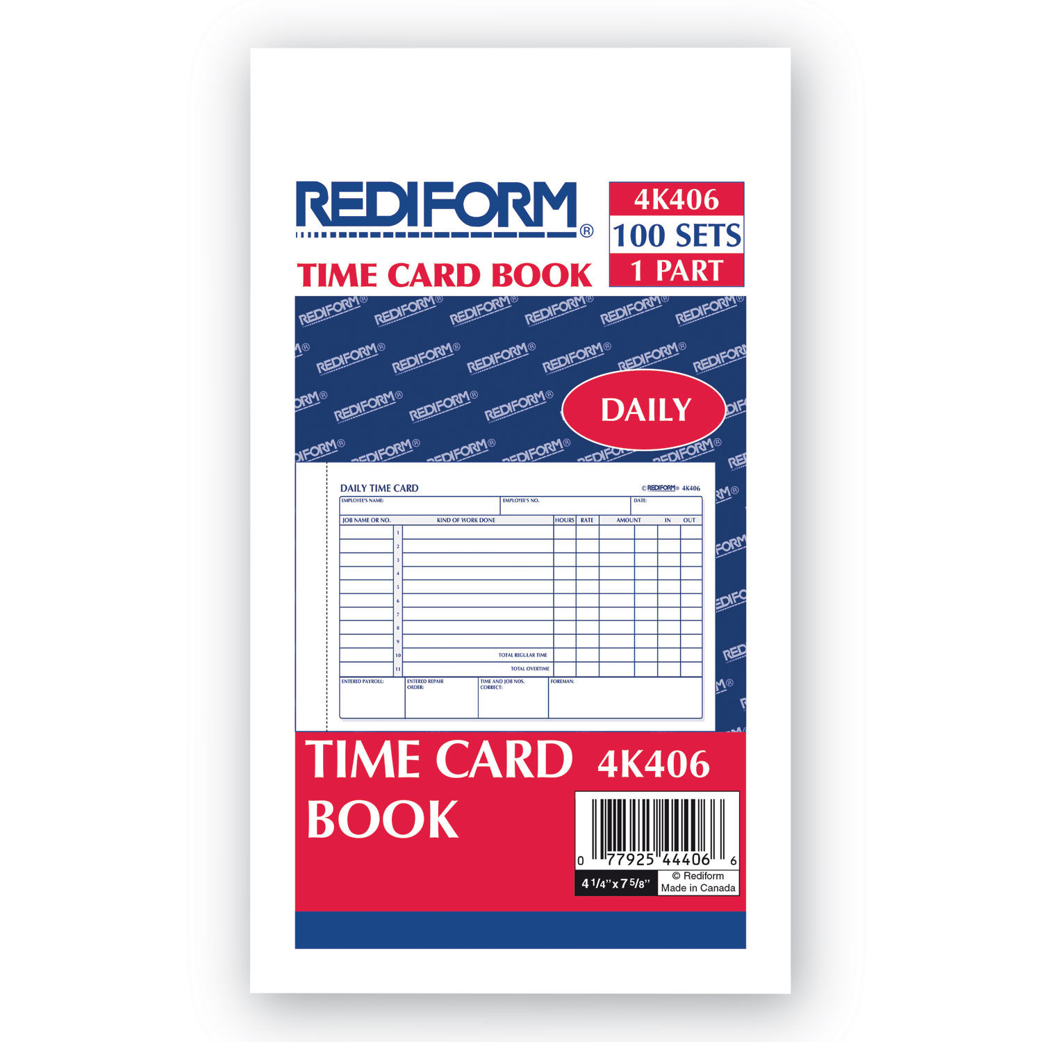 Daily Employee Time Cards by Rediformandreg; RED4K406