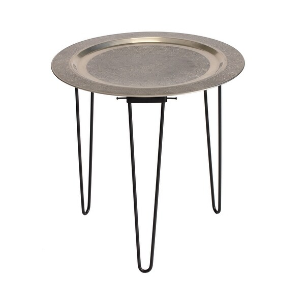 Saffron Fabs 19 inches Diameter Metal Table with Folding Legs - 19.50x19