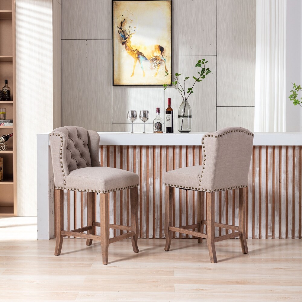 Bar Chairs with Tufted Upholstered Set of 2