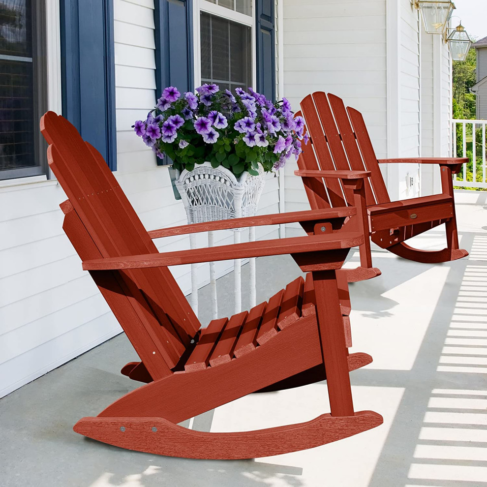 Rocking Adirondack Chair  Slatted Slanted Seat With Wide Arms   Contemporary   Adirondack Chairs   by Decor Love  Houzz