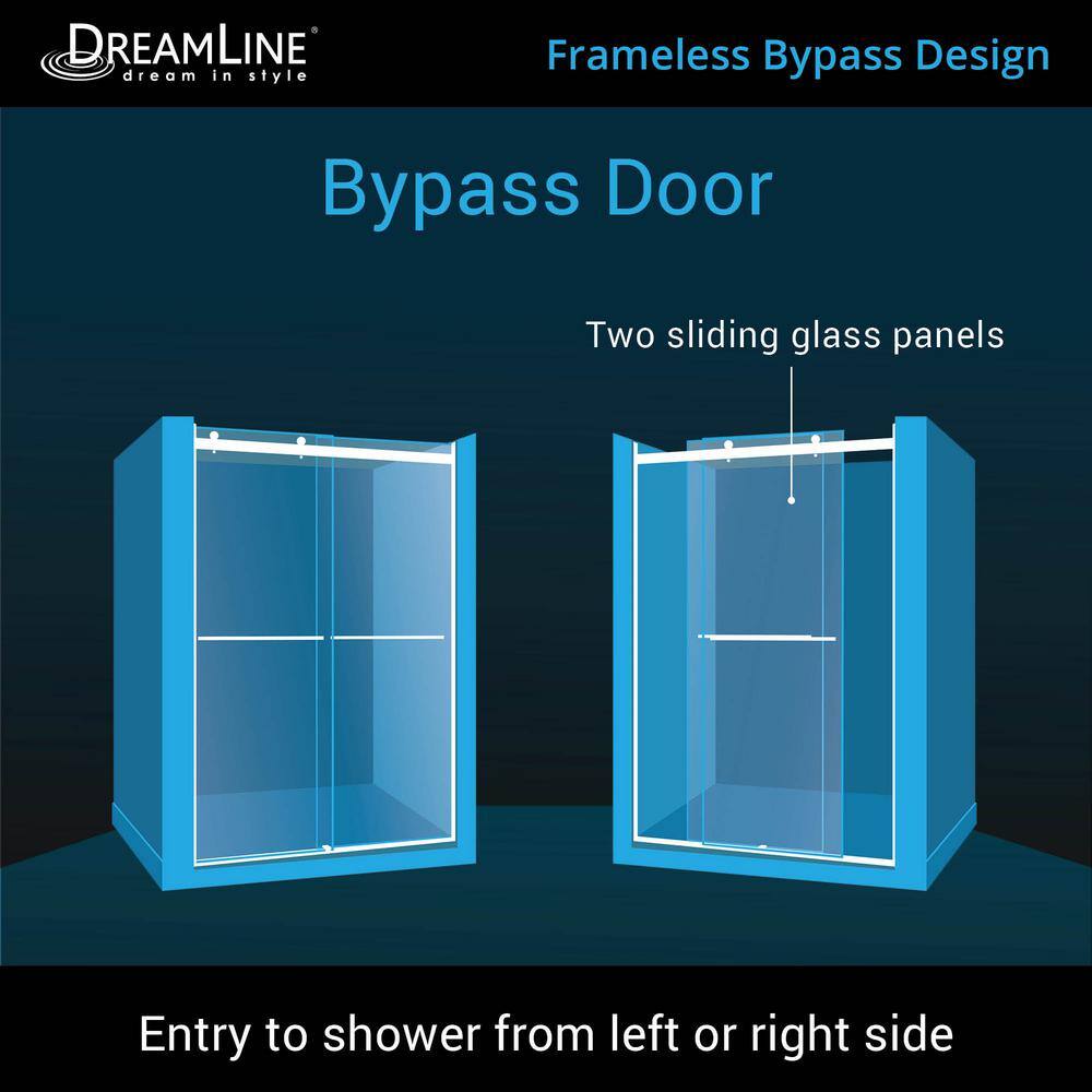 DreamLine Essence 44 in. to 48 in. x 76 in. Semi-Frameless Sliding Shower Door in Chrome SHDR-6348760-01