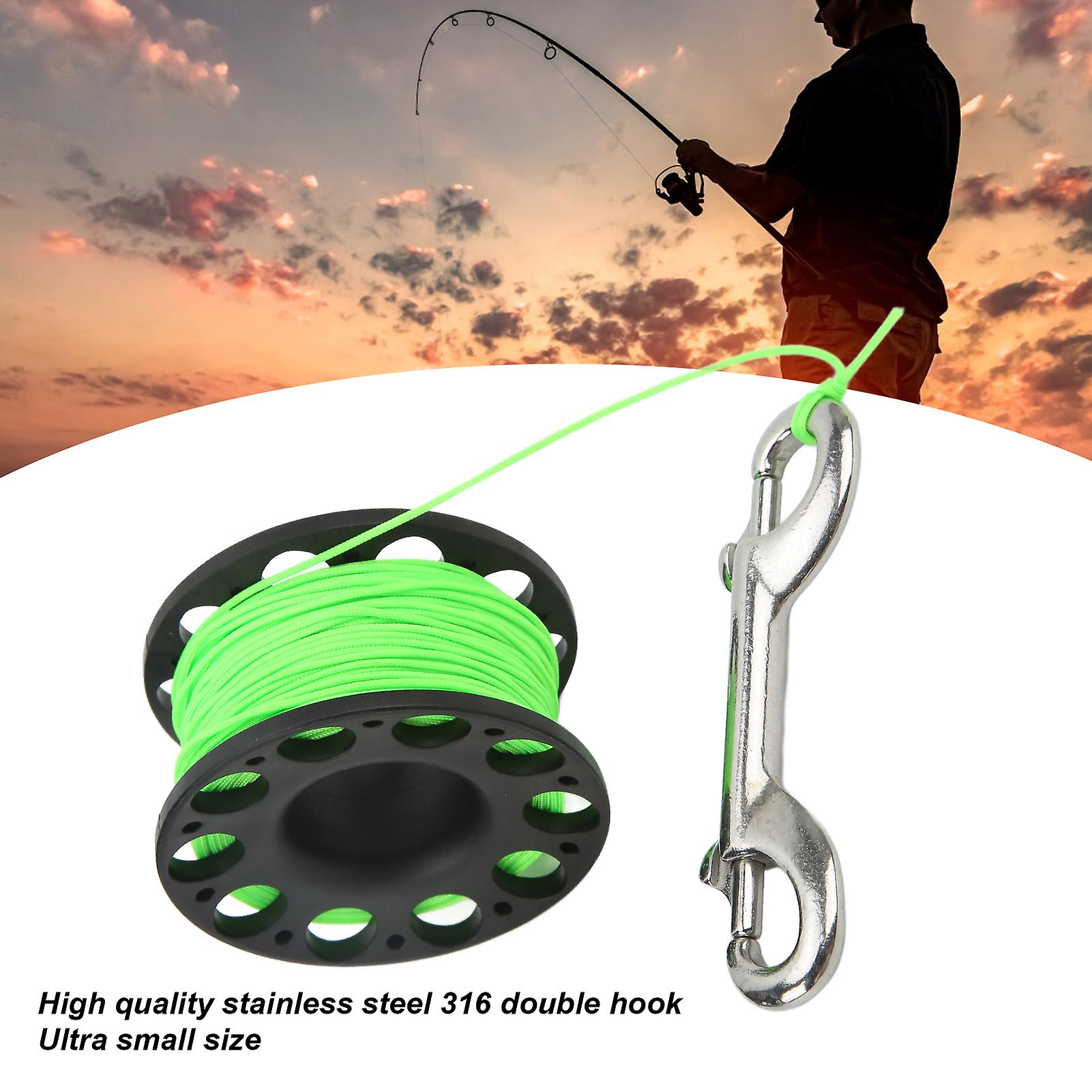 98ft Scuba Diving Reel， Large Finger Reel Double-ended Bolt Snap Clip For Spearfishing， Snorkeling Underwater Diving_x000d_[black]